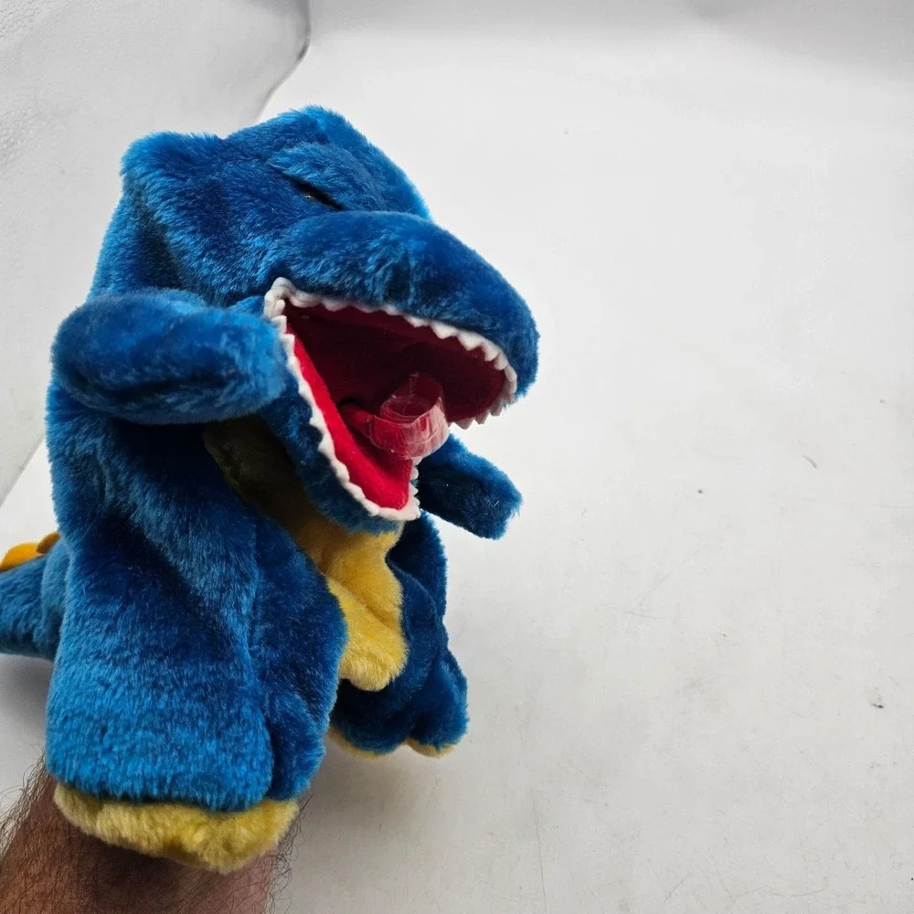 Blue Tyrannosaurus Rex Dinosaur Hand Puppet Plush Stuffed Animal Toy Small Cute